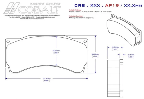 Alcon CAR89 - FRONT 18mm Cobalt Friction