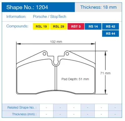 StopTech ST40 - Pagid Brake Pads (1204)