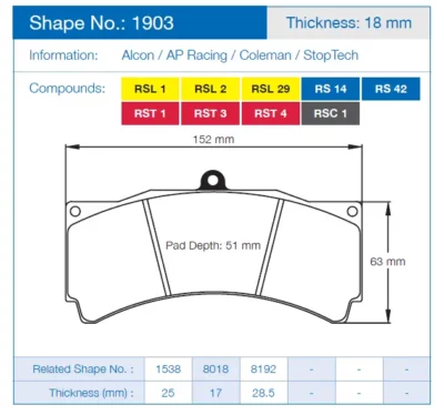 Stoptech ST60 - Pagid Brake Pads (1903)
