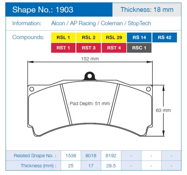 Pagid+1903 Stoptech ST60 - Pagid Brake Pads (1903)