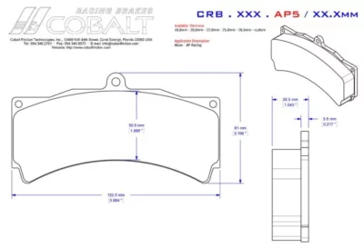 Stoptechst60cobalt Stoptech ST60 FRONT - 18MM Cobalt Friction
