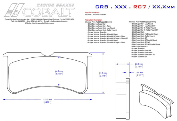 Cobalt Friction CRB.XRx.RC7